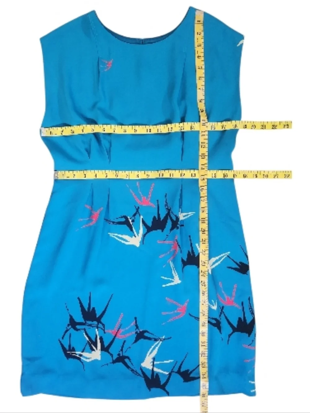 ANTHROPOLOGIE "Shadowbird Shift" Sariah Carson Teal Sleeveless Sheath Dress - 12 - Picture 12 of 15